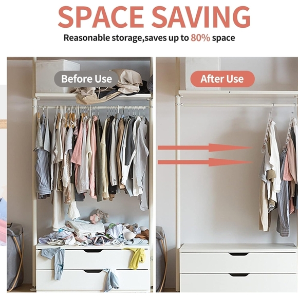 16 Space Saving Metal Hangers Closet Organizers Storage Collapsible Heavy Duty - Picture 6 of 9